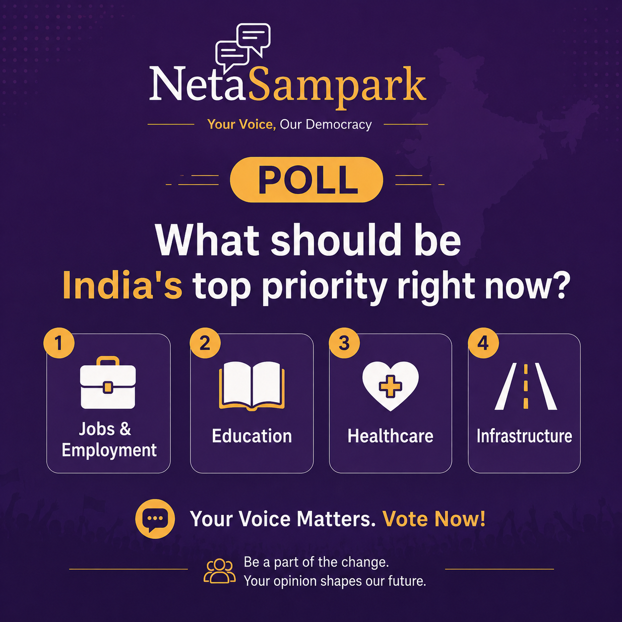 What should be India's top priority right now?